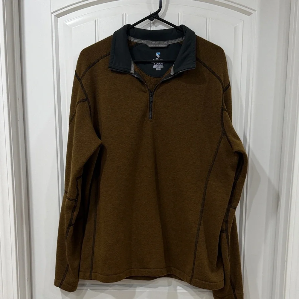 EUC Kuhl Revel Brown Quarter-Zip Sweatshirt - Picture 2 of 7